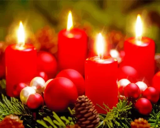 Christmas Candles Diamond Painting