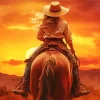 Cowboy Riding Into Sunset Diamond Painting