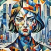 Cubism Sad Woman Diamond Painting