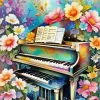 Cute Floral Piano Diamond Painting