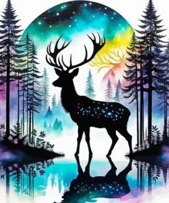 Deer Silhouette Animal Diamond Painting