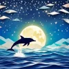 Dolphin Silhouette Art Diamond Painting