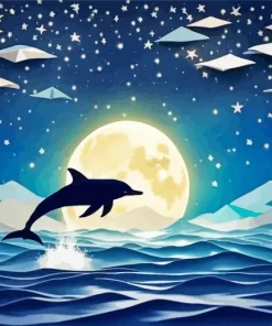 Dolphin Silhouette Art Diamond Painting