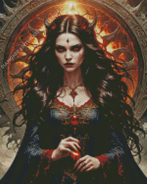 draconic woman Diamond With Numbers Draconic Woman Diamond Painting