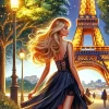 Eiffel Eower Girl Art Diamond Painting