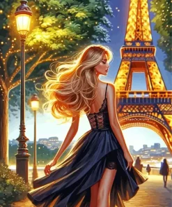 Eiffel Eower Girl Art Diamond Painting