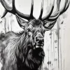 Elk Black And White Art Diamond Painting