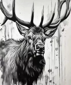 Elk Black And White Art Diamond Painting