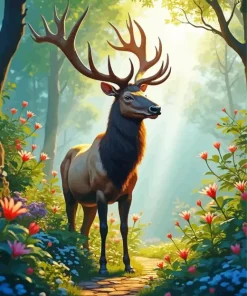 Elk Fantasy Art Diamond Painting