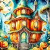Enchanted Pumpkin Forest House Diamond Painting