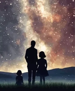 Father And Daughters Silhouette Diamond Painting