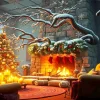 Fireplace And Christmas Tree Diamond Painting