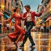 Flamenco Couple Dancing In Rain Diamond Painting