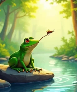 Frog On A Rock Diamond Painting