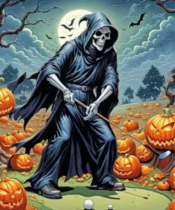 Grim Reaper Pumpkin Diamond Painting