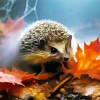 Hedgehog With Leaves Diamond Painting
