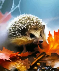 Hedgehog With Leaves Diamond Painting