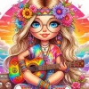 Hippie Girl Playing Guitar Diamond Painting