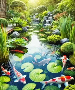 Koi Fishes Pond Diamond Painting