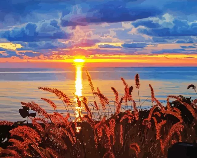 lake michigan sunset Diamond By Numbers Lake Michigan Sunset Diamond Painting