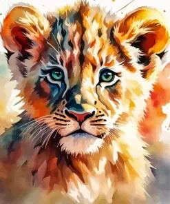 Lion Cub Splash Diamond Painting