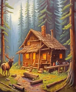 Log Cabin Art Diamond Painting