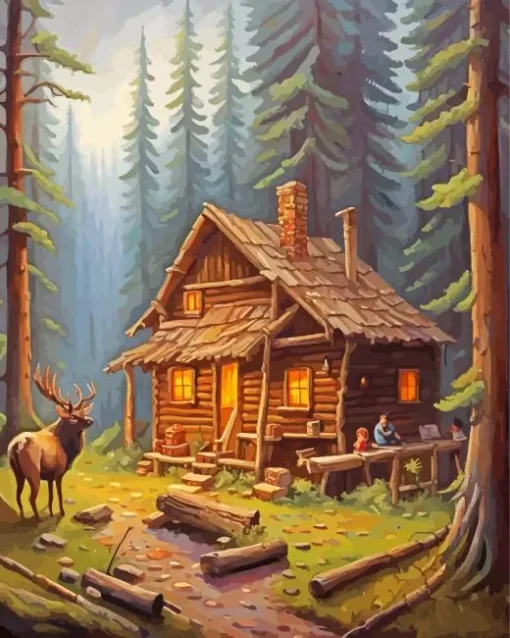 Log Cabin Art Diamond Painting