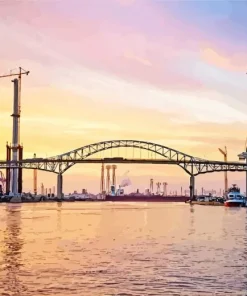 Long Beach Ca Bridge At Sunset Diamond Painting