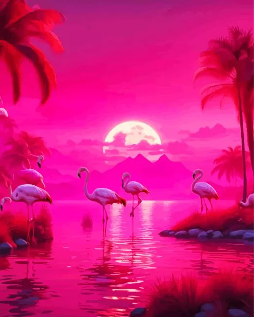 pink sunset art Diamond Paintings Pink Sunset Art Diamond Painting