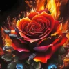 Red Fire Rose Art Diamond Painting