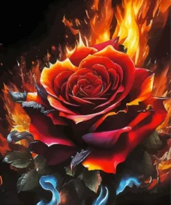 Red Fire Rose Art Diamond Painting