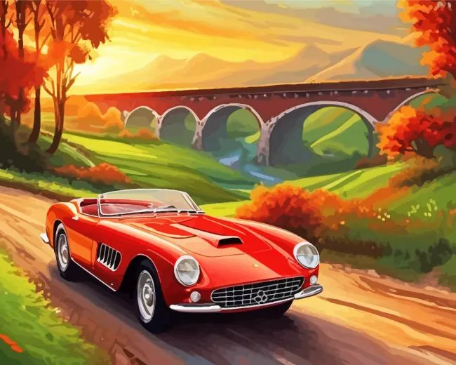 red vintage ferrari Diamond Paintings Red Vintage Ferrari Diamond Painting