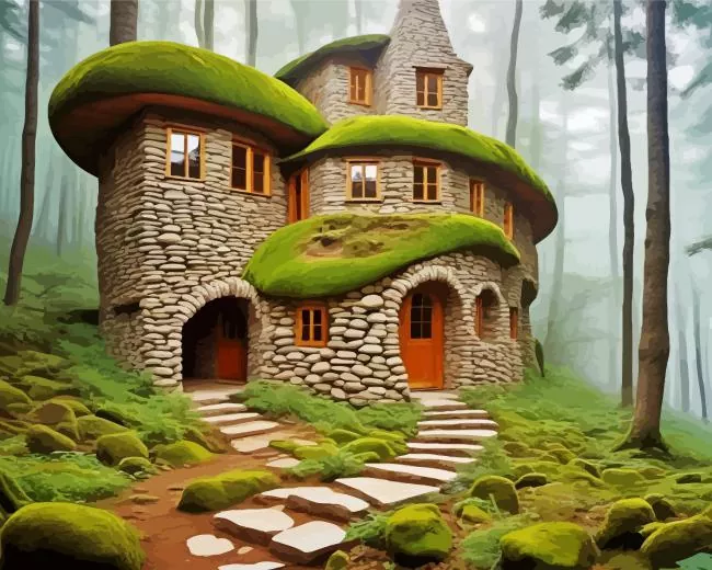 stone house Diamond By Numbers Stone House Diamond Painting