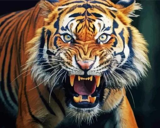 Tiger Roaring Diamond Painting