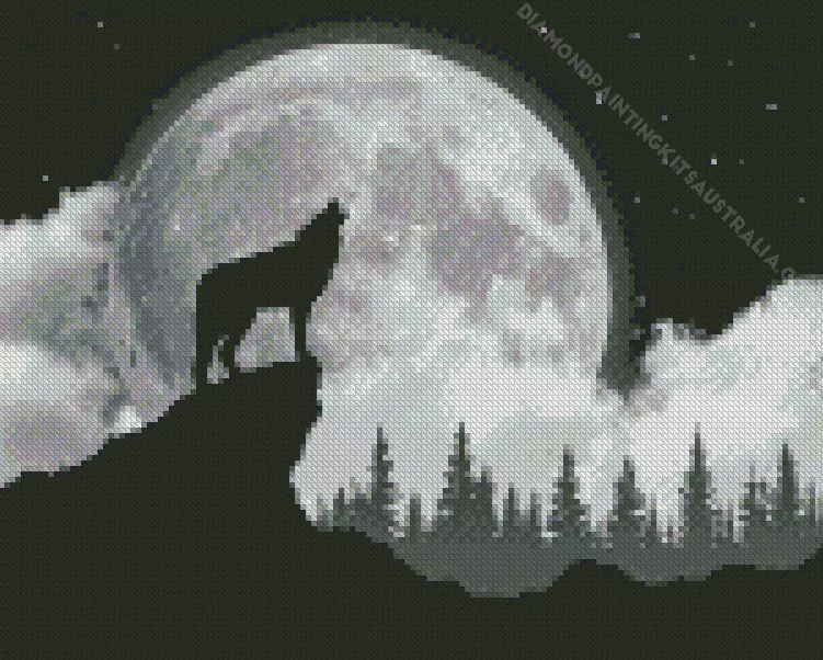 wolf in the moon Diamond With Numbers