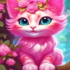Adorable Pink Cat Diamond Painting