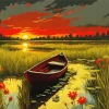 Brown Boat On A Swamp Diamond Painting