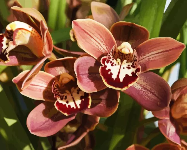 Brown Flowers Diamond With Numbers Brown Flowers Diamond Painting