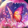Butterfly In Pink Bubble Diamond Painting
