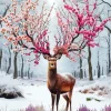 Cherry Blossoms Buck Antlers Diamond Painting