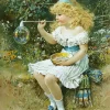 Girl Blowing Bubbles Diamond Painting