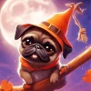 Haloween Brown Pug Puppy Diamond Painting