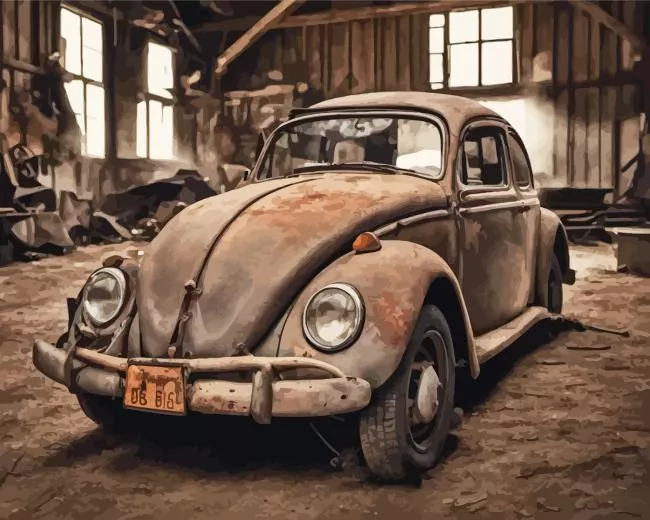 Old bug car Diamond With Numbers Old Bug Car Diamond Painting
