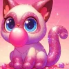 Pink Cat Bubble Bum Diamond Painting
