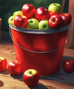 Red And Green Apples Bucket Diamond Painting