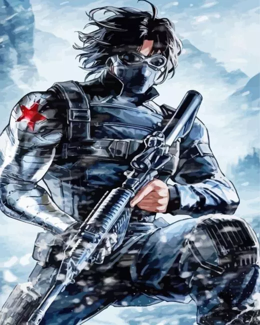 Winter Soldier Bucky art Diamond With Numbers Winter Soldier Bucky Art Diamond Painting