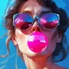 Woman Blowing Bubble Gum Diamond Painting