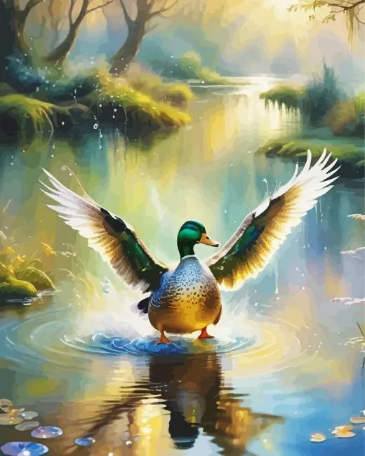 aesthetic flying mallard art Diamond By Numbers Aesthetic Flying Mallard Art Diamond Painting