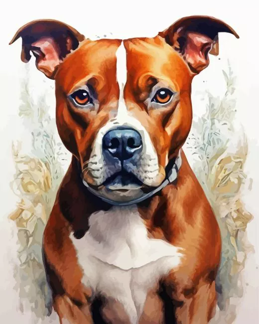 brown amstaff Diamond With Numbers Brown Amstaff Diamond Painting