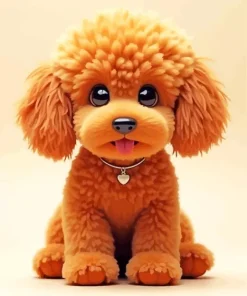 Brown Curly Poodle Puppy Diamond Painting